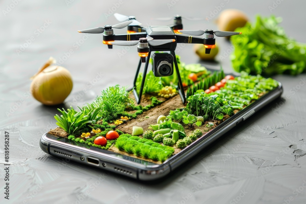 Poster precision crop management with advanced drone technology, utilizing smart farming techniques for sus