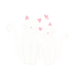 two cat couple with heart