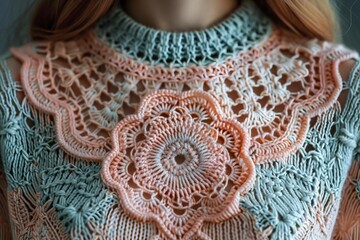 Obraz premium Generate a fashion-forward design for a women's sweater with an emphasis on intricate details and a mix of colors