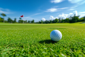 Obraz premium a golf ball on green grass