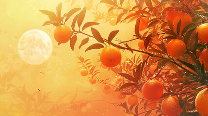 Juicy Orange Delight Orange On tree Background