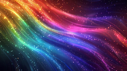 Fototapeta premium Create a seamless looping animation of a glowing rainbow light wave flowing across a starry space background