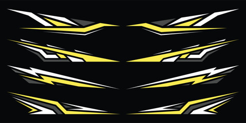 Sport car decal stripes. Speed lines, Sports stripes, racing tuning strips and car sticker vector set. Vector illustration	
