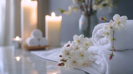 Spa background towel bathroom white luxury concept massage candle bath