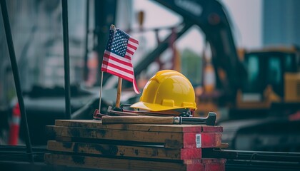 Independence celebration, construction workers concept