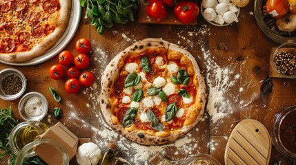 pizza and ingredients