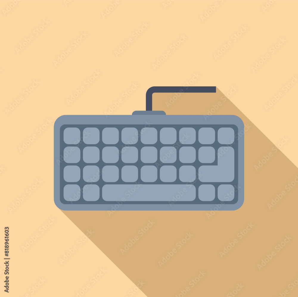 Poster modern flat design of a computer keyboard with a shadow, on a beige background