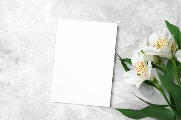 Blank wedding invitation card mockup with copy space for card design presentation, white card with...