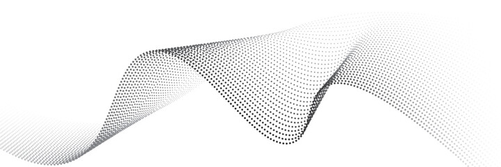 Dotted halftone waves. Abstract liquid shapes, wave effect dotted gradient texture waves isolated vector symbols set. Halftone graphic dots waves