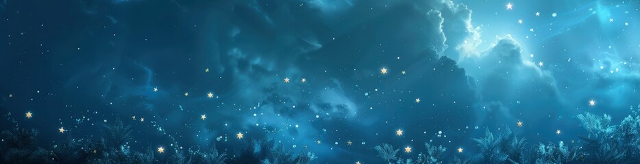 Fototapeta na wymiar Whimsical Summer Night Sky Pattern Background. With Copy Space, Abstract Background