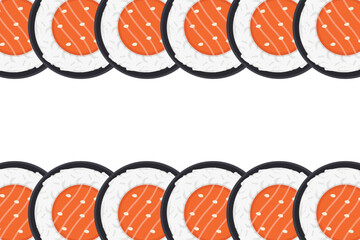 Sushi roll border. Japan food frame sushi banner