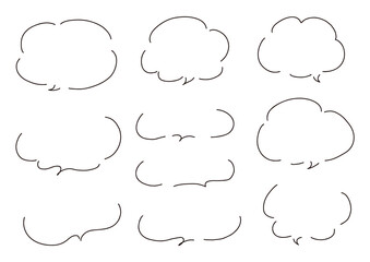 Obraz premium シンプルな線の手書きの吹き出しセット