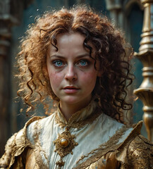 Vintage-Inspired Realistic Portrait of Chuckling Youthful Female Halfling Cleric Gen AI