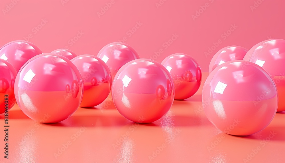 Leinwandbilder organic shapes and 3d spheres in a peach fuzz color on an abstract backdrop