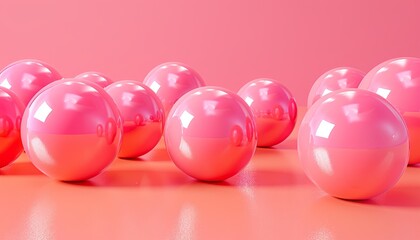 Organic shapes and 3D spheres in a peach fuzz color on an abstract backdrop