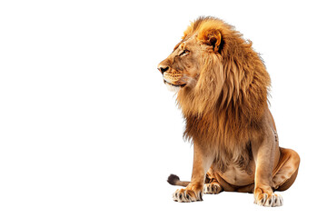 A lion, the king of the jungle, sits majestically, surveying his kingdom.