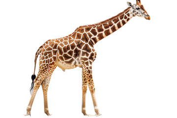 Naklejka premium A tall giraffe stands on the African plain.