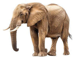 Fototapeta premium A large elephant stands on the ground. The elephant has large ears and a long trunk.