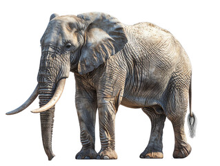 Obraz premium A large elephant stands on the ground. The elephant is gray and has large ears.