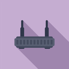 Vector illustration of a wireless router icon in flat design style on a purple background