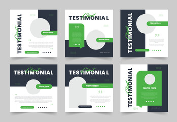 Client testimonial web banner design with quote and rating section. Client testimonial template design.