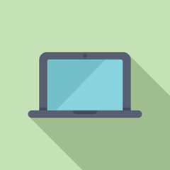 Flat design vector illustration of a laptop icon with a modern pastel green backdrop