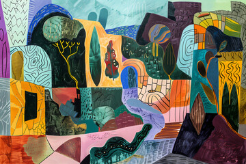 landscape nature-based pattern illustration painting digital art wall art wallpaper