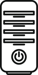 Modern vector illustration of minimalistic computer tower icon in black and white with simple, clean design, perfect for use as a web element or user interface graphic