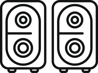 Line art vector illustration of two modern, minimalist speakers