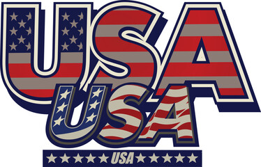 Word USA with American flag under it