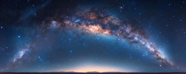 The Milky Way galaxy stretching across the night sky, with a clear view of its spiral arms.