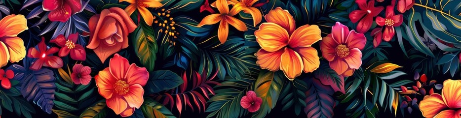 Bold Summer Floral Patterns. With Copy Space, Abstract Background