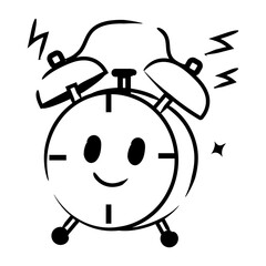 Ready to use doodle icon of alarm clock 
