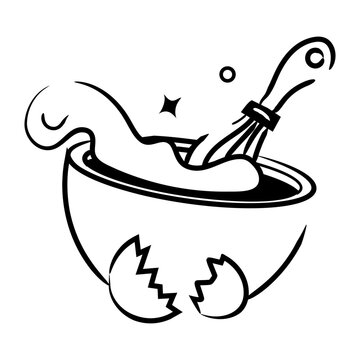 A hand drawn icon of mixing bowl