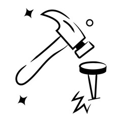 Well-crafted doodle icon of hitting nail 
