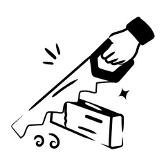 Well-designed doodle icon of wood cutting 
