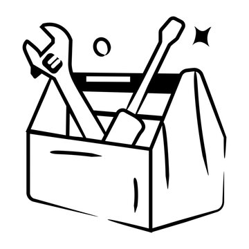 Grab this doodle icon of toolbox 