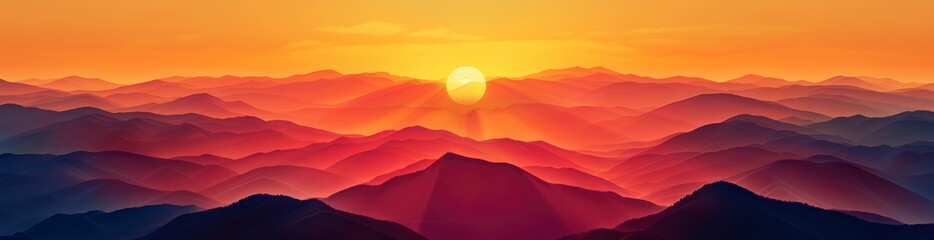 Bold Summer Sunset Over Mountains Pattern Background. With Copy Space, Abstract Background