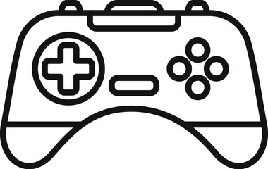 Simple black and white vector line art illustration of a modern game controller