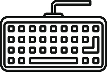 Simple black and white line art vector illustration of a modern computer keyboard