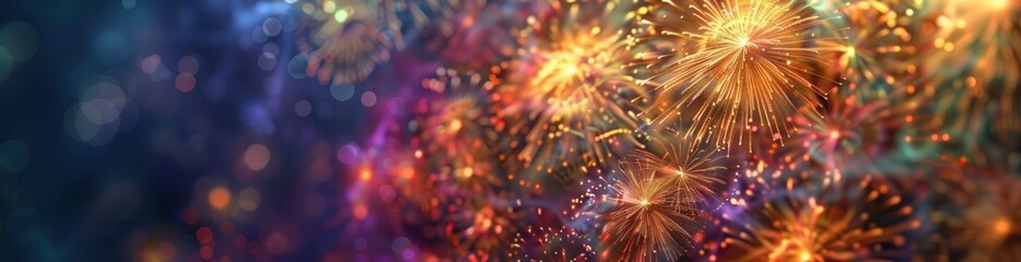 Colorful Abstract Summer Fireworks Background. With Copy Space, Abstract Background