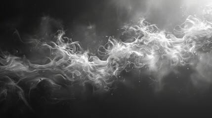 Smoke trails in white on a dark background, suitable for visual effects and motion graphics.