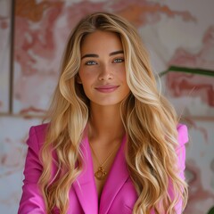 Fototapeta premium A beautiful woman with long blonde hair