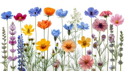 An array of vibrantly colored wildflowers perfectly suited for backgrounds, wallpapers, and floral designs, Blooming Beauty