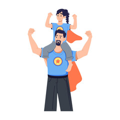 An editable flat illustration of superhero father 