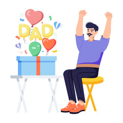 Eye catchy flat illustration of dad gift 