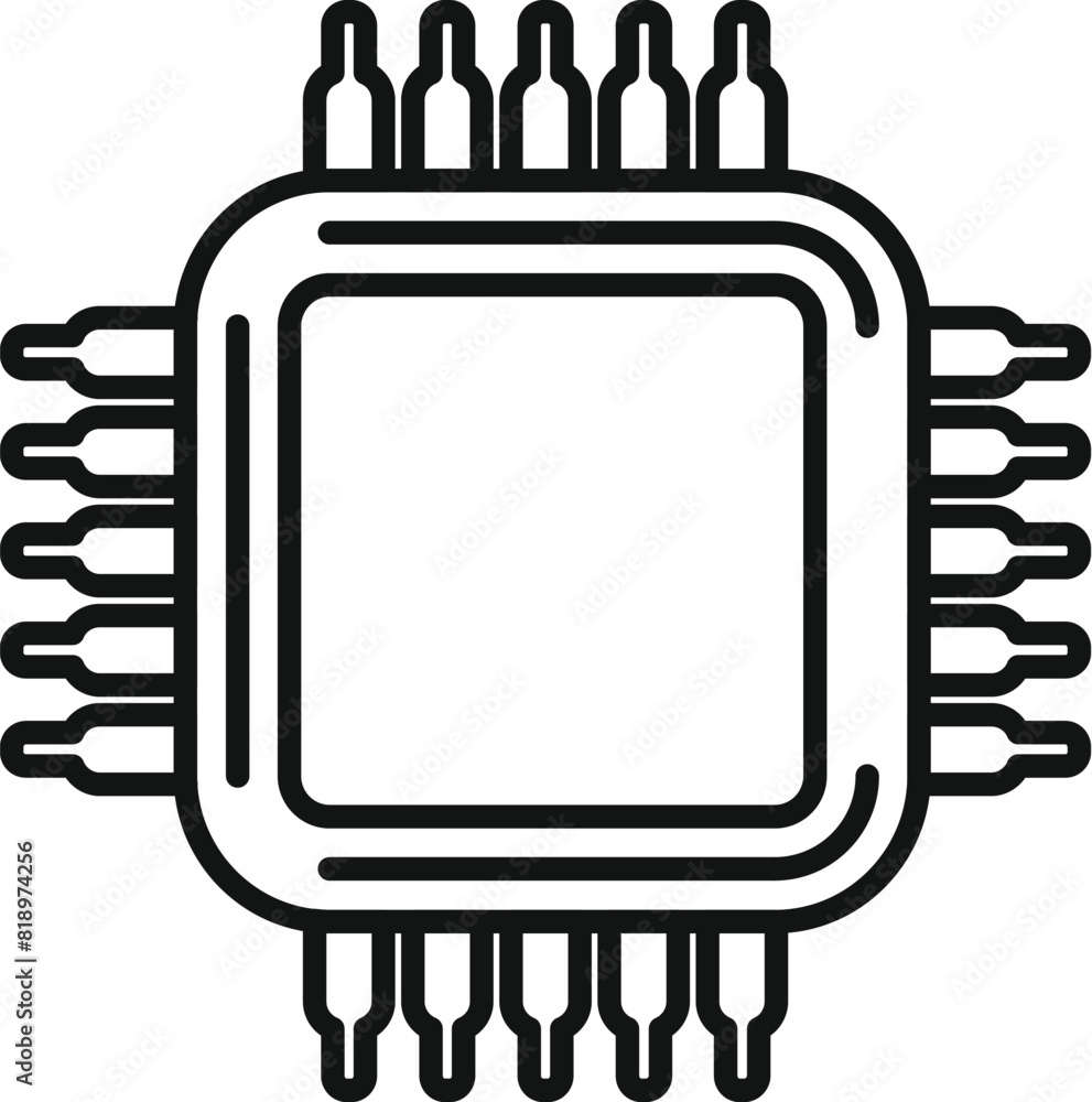 Poster black and white line art of a cpu icon, representing computer hardware and technology