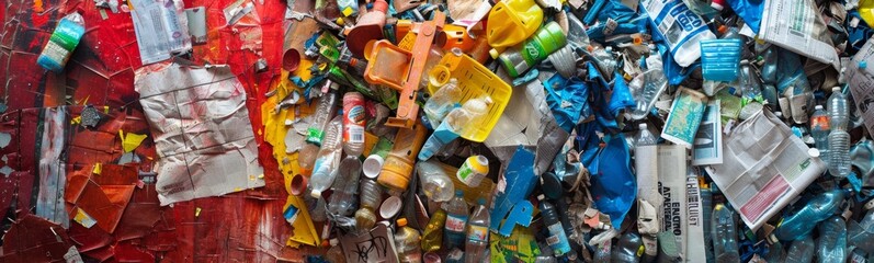 Plastic bottles background . Banner