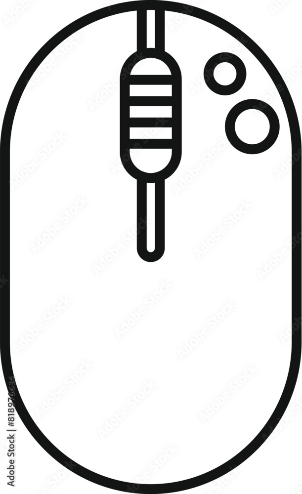 Poster computer mouse line icon in black and white for technology, click, cursor, and device input vector i