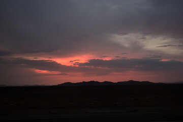 From the city of Isfahan to Tehran and the highway between the road and the sunset, which has turned the sky red and purple